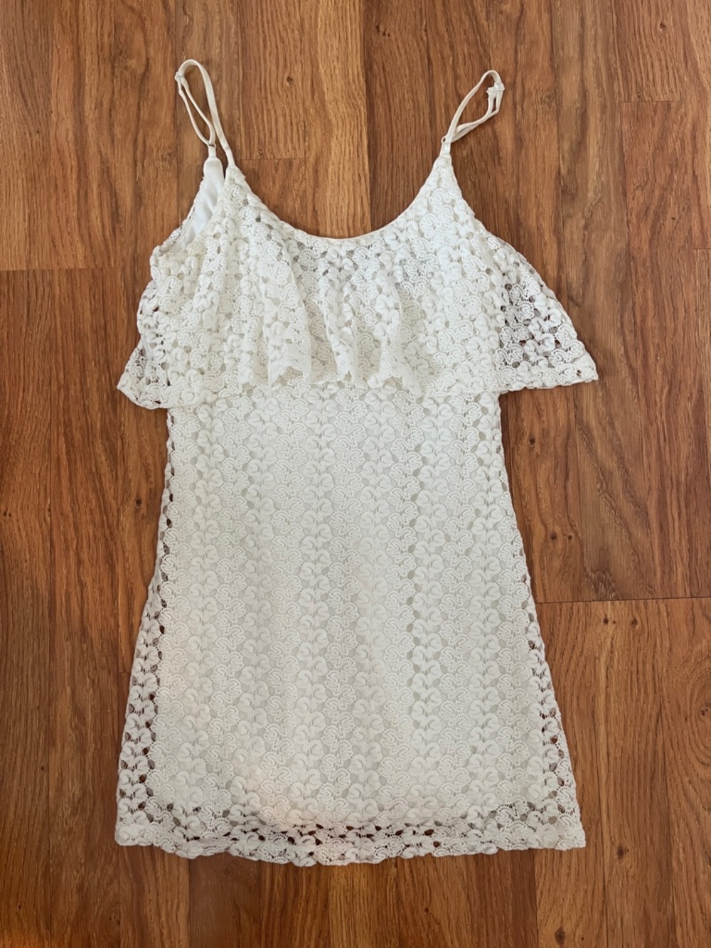 Wet Seal White Crochet Ruffle Sundress